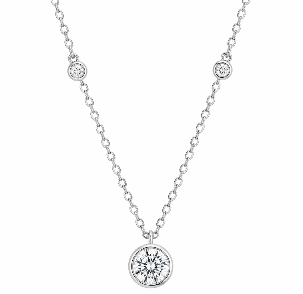 0.50 Carats Halo Emerald Diamond Station Pendant